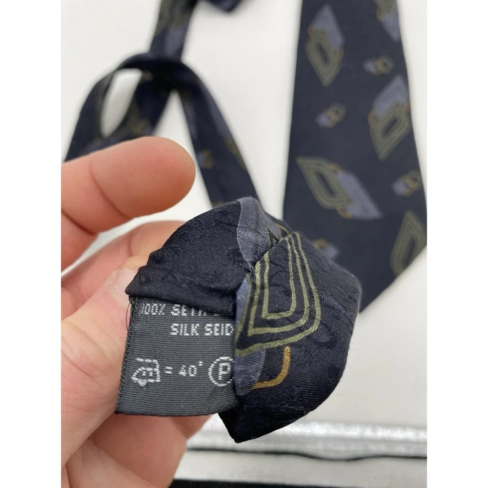 Ermenegildo‎ Zegna Men's 100% Silk Patterned Necktie Black *read*
